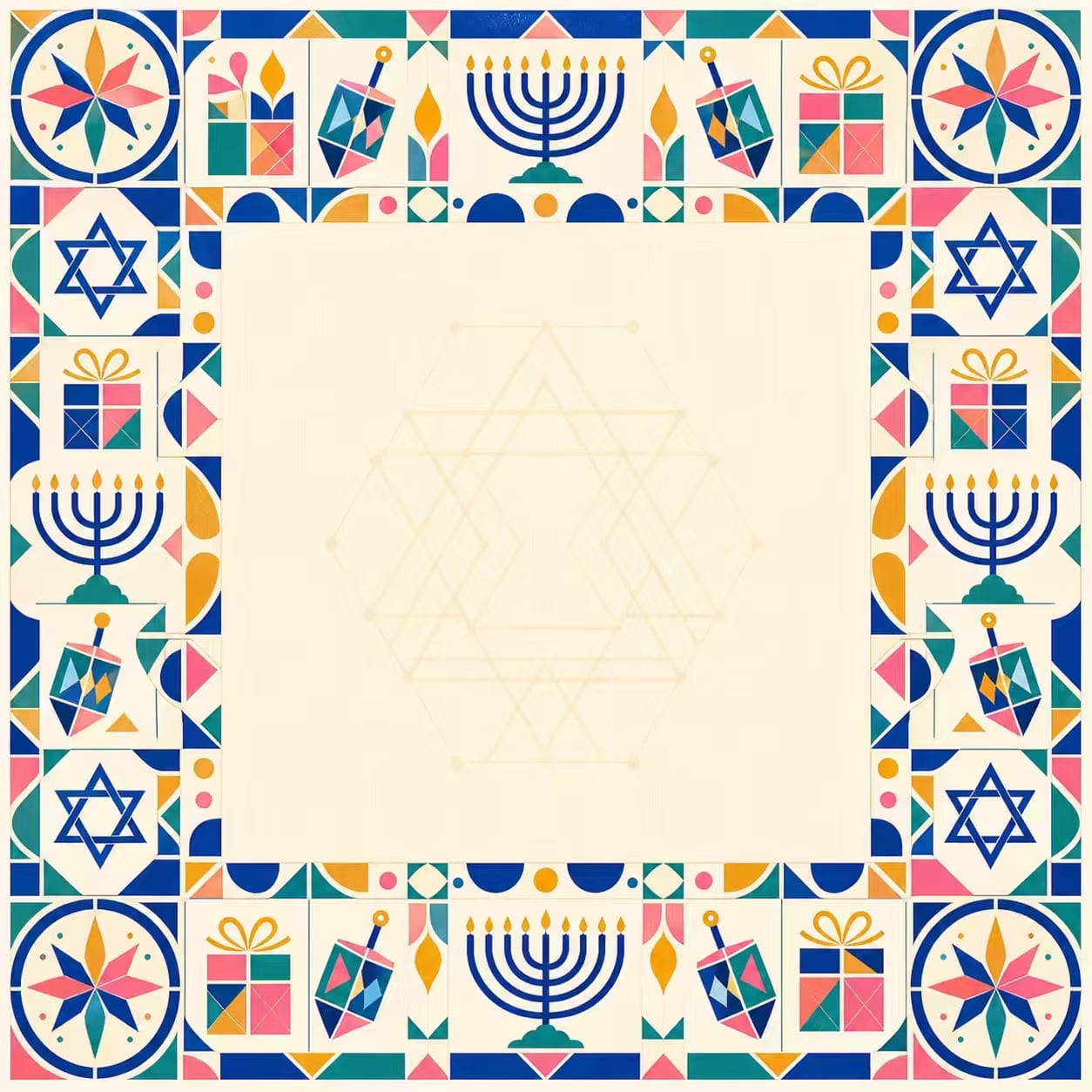 Festival Tile Hanukkah mahjong table cover