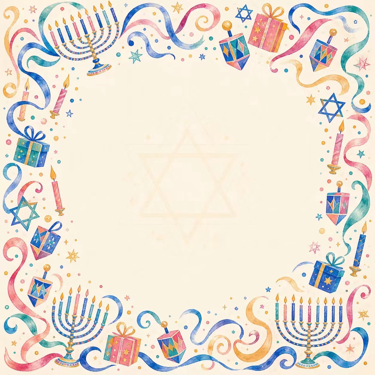 Festival Ribbon Hanukkah mahjong table cover