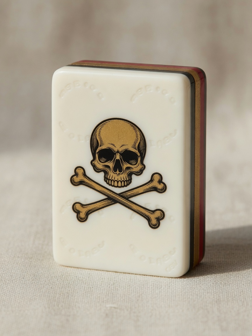 Pirate American Mah Jongg crack tile with skull and crossbones