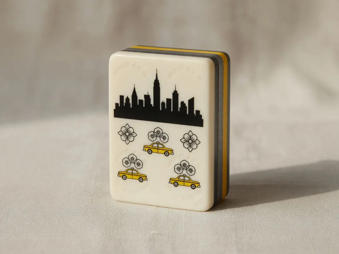 NYC Metropolitan custom American Mah Jongg tile — skyline multi-layer acrylic