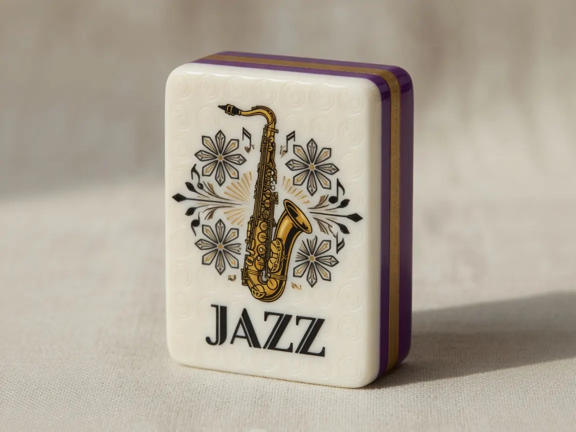 Jazz Age custom American Mah Jongg tile — purple and gold multi-layer acrylic