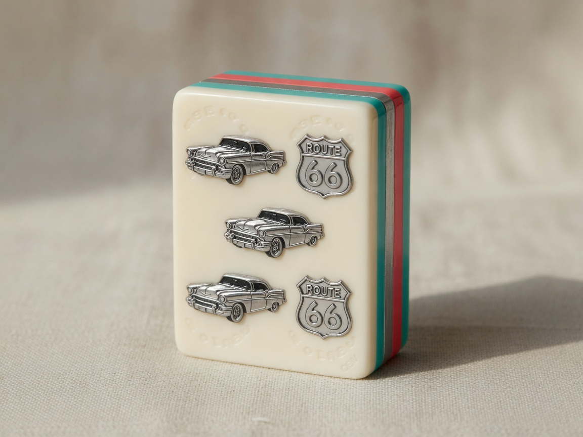Route 66 retro multi-layer acrylic American Mah Jongg tile