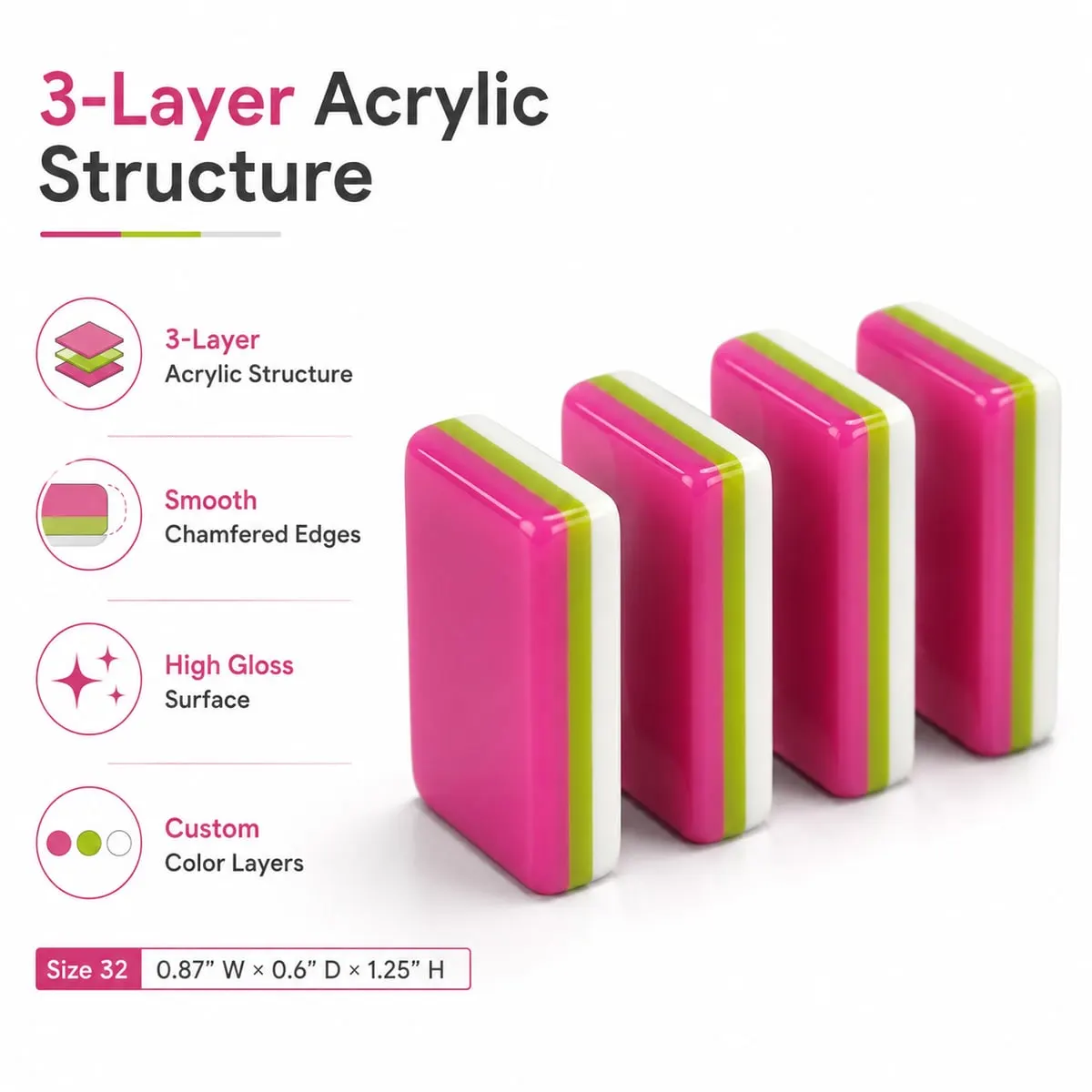 Rose Heart multi-layer acrylic custom American Mah Jongg tiles