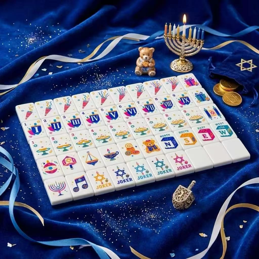 Festival Celebration American Mah Jongg Set — Hanukkah-Ready Faces, In Stock