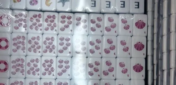 Nautical Shell American Mah Jongg tiles — purple shell suits and a life-ring tile